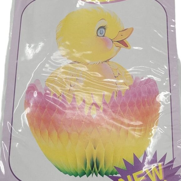 Vintage 9" Chick in Egg Eureka Honeycomb Tissue Centerpiece Easter Decoration NO - Picture 2 of 3